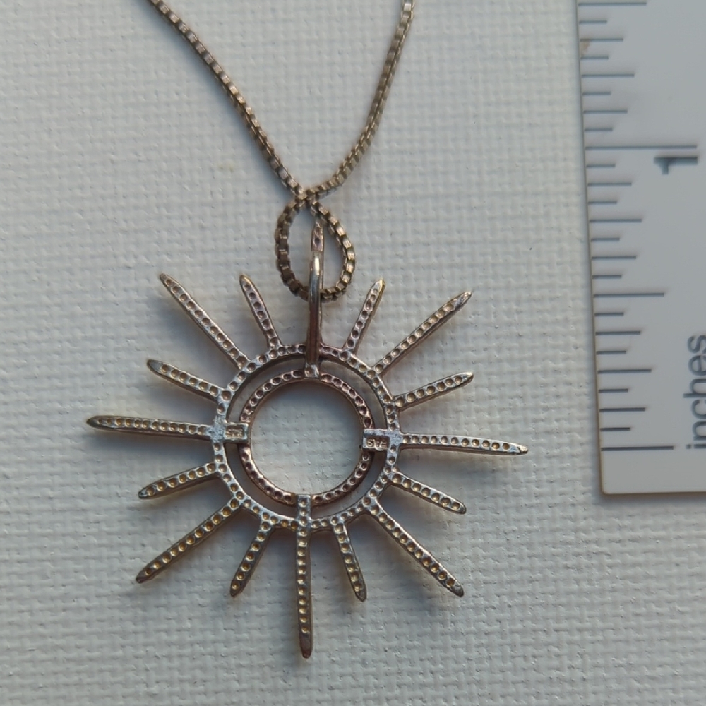Vintage Sterling Silver Radiant Sun Necklace View 4